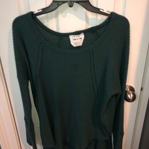 Waffle knit boho long sleeve top